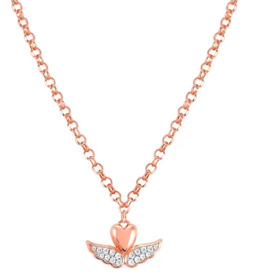Sweetrock Rose Gold Winged Heart Necklace 