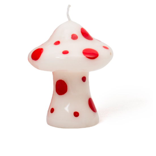 white & Red Mushroom Candle